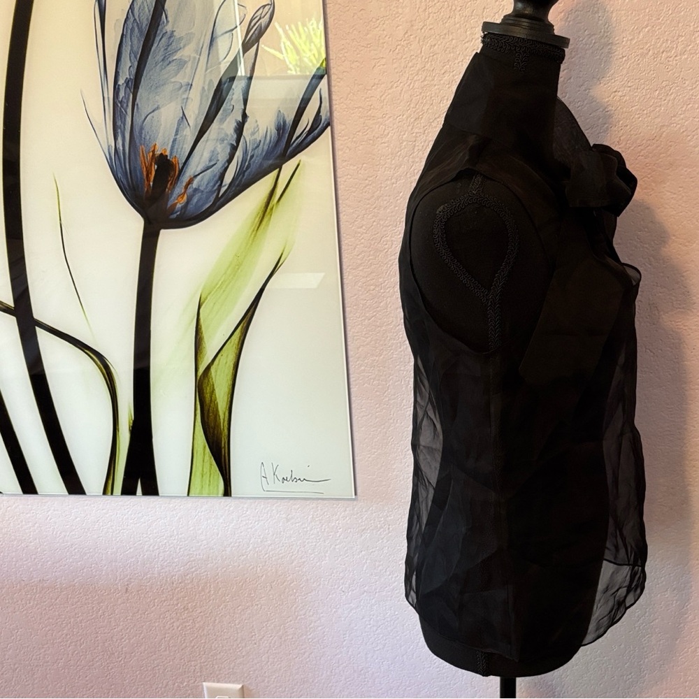 sheer silk black blouse size medium - Picture 3 of 6